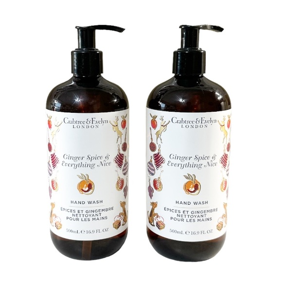 NEW Crabtree & Evelyn GINGER SPICE & EVERYTHING NICE Hand Wash Set of 2 - Picture 1 of 6